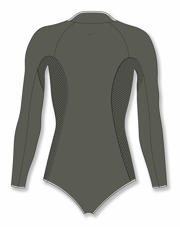 Back view technical illustration of a women&